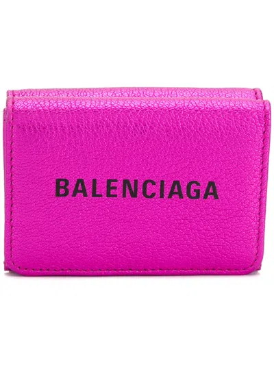 Balenciaga Logo Print Bifold Wallet In Purple