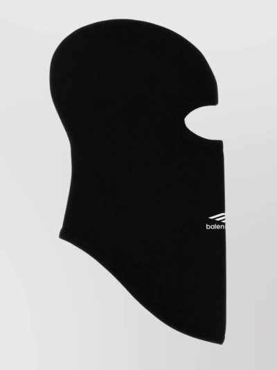 Balenciaga Logo Print Blend Balaclava In Black