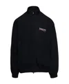 Balenciaga Black Sweatshirt With High Neck And Front And Rear Logo Print In Cotton Blend Man In Black
