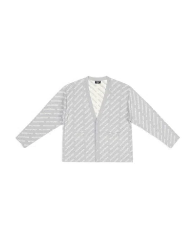 BALENCIAGA LOGO-PRINT BUTTON-UP CARDIGAN
