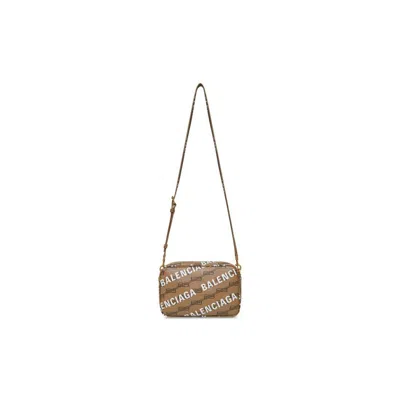 Balenciaga Logo-print Camera Bag In Brown