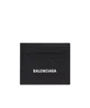 Balenciaga Logo-print Grained Leather Card Holder Accessories In Black