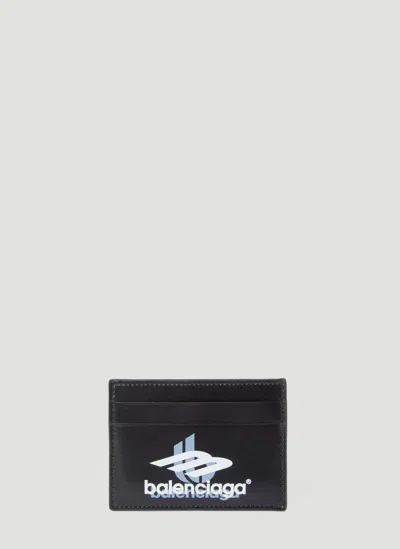 Balenciaga Logo Print Cardholder In Black