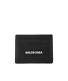 Balenciaga Black Card Holder With Logo Lettering On The Front In Grained Leather Man In Black