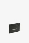 Balenciaga Logo-print Grained Leather Card Holder Accessories In Black