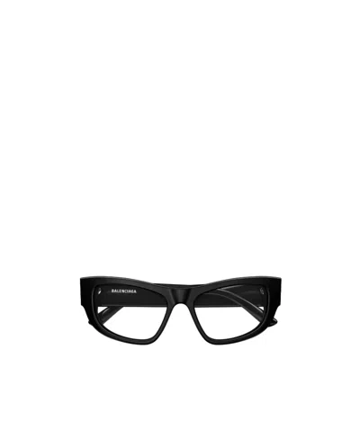 Balenciaga Logo-print Cat-eye Frame Glasses In Black