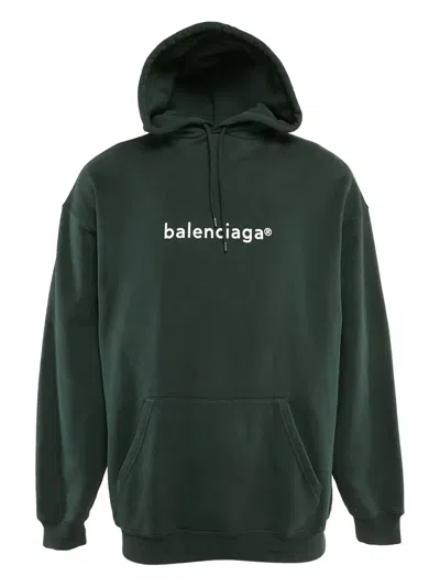 Pre-owned Balenciaga Logo-print Cotton Hoodie In Green