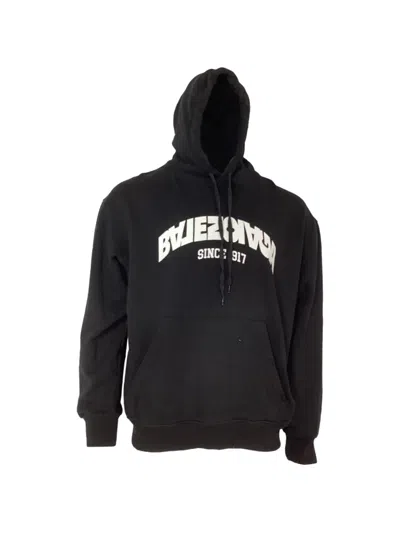 Pre-owned Balenciaga Logo-print Cotton Hoodie In Black