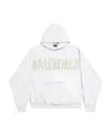 Balenciaga Men's Tape Type Cotton Hoodie In White