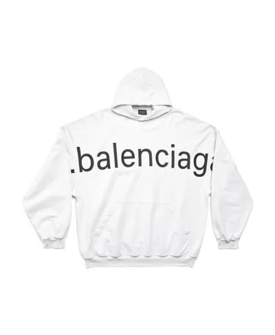 Balenciaga Logo-print Cotton Hoodie In White