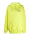 Balenciaga Logo Print Cotton Hoodie In Yellow