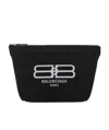 Balenciaga Logo-print Cotton Makeup Bag In Black/white