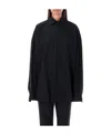 Balenciaga Logo Print Oversized Long-sleeved Shirt In Black