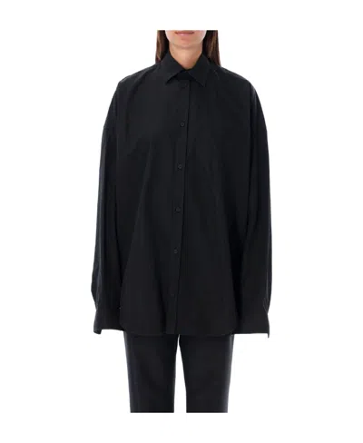 Balenciaga Logo-print Cotton Shirt In Black