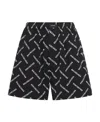 Balenciaga Cotton Shorts With Allover Logo In Black