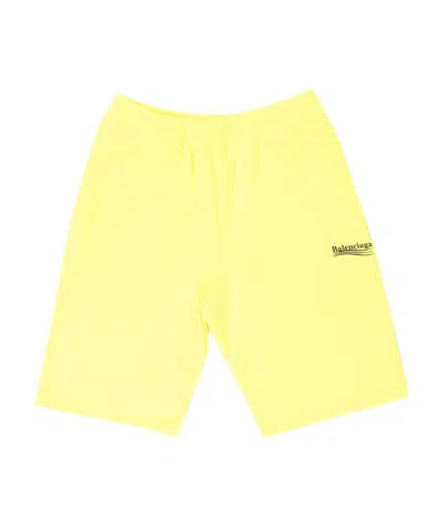 Balenciaga Logo-print Cotton Shorts In Yellow