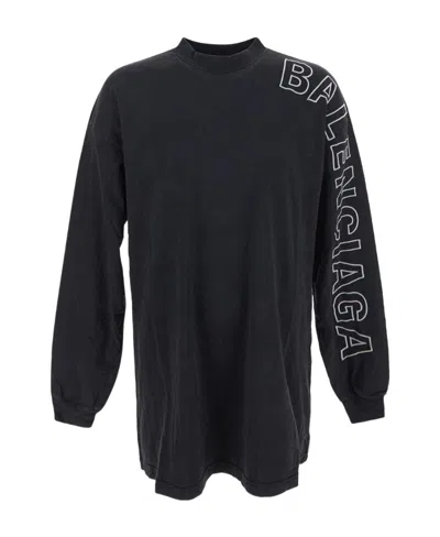 Balenciaga Logo-print Cotton Sweatshirt In Black