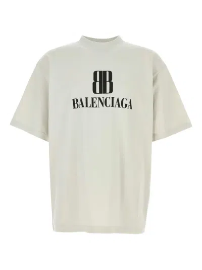 Balenciaga Bb Logo Oversized Distressed T-shirt In White