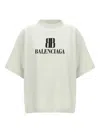Balenciaga Cropped Logo T-shirt Short Sleeves In Neutral