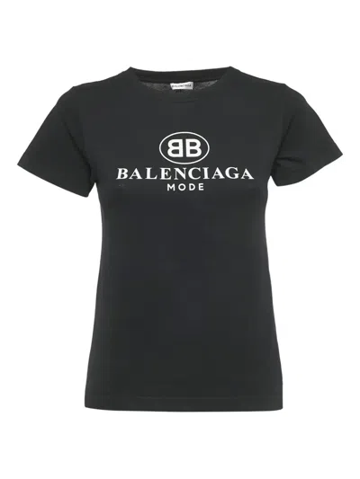 Pre-owned Balenciaga Logo-print Cotton T-shirt In Black