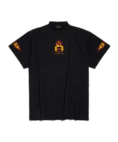 BALENCIAGA BALENCIAGA BURNING UNITY LOGO PRINTED OVERSIZED T-SHIRT