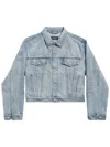 Balenciaga Faded Denim Jacket In Blue
