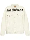Balenciaga Logo-print Denim Jacket In White