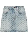 Balenciaga Women Miniskirt With Logo In Blue