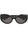 Balenciaga Logo-print Detail Sunglasses In Braun