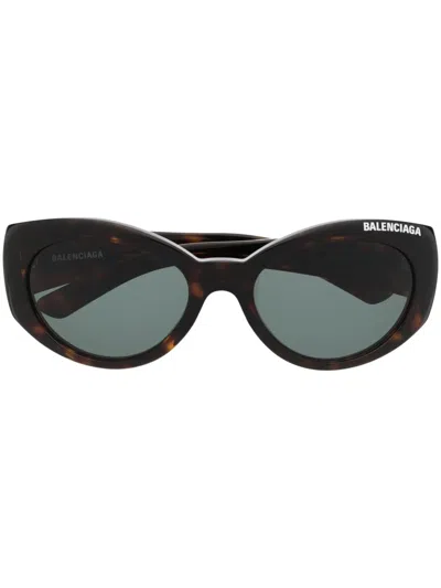 Balenciaga Logo-print Detail Sunglasses In Brown