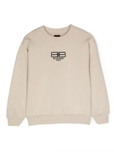 Balenciaga Kids' Sweatshirt Mit Logo-print In Braun