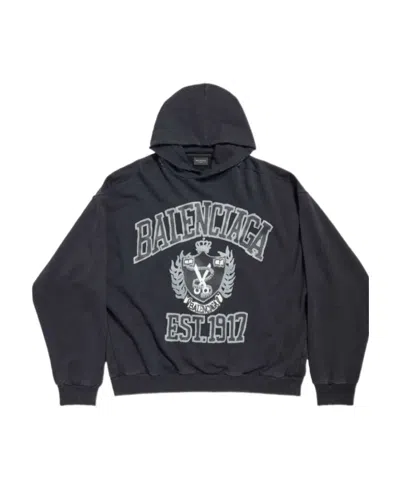 Balenciaga Logo-print Distressed Cotton Hoodie In Black