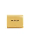 Balenciaga Logo Print Foldover Wallet In Yellow