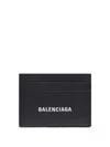 Balenciaga Logo-print Grained Leather Card Holder Accessories In Black