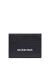 Balenciaga Logo-print Grained Leather Card Holder Accessories In Black