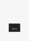 Balenciaga Logo-print Grained Leather Card Holder Accessories In Black