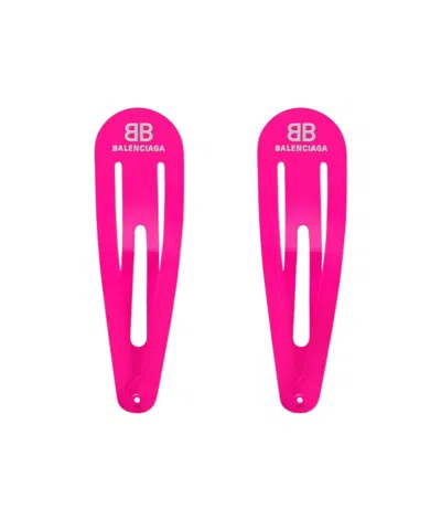 Balenciaga Set Clip Holli Xxl Da Donna In Rosa Fluo In Neon Pink/silver