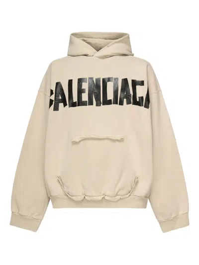 Balenciaga Logo-print Hoodie In Neutral