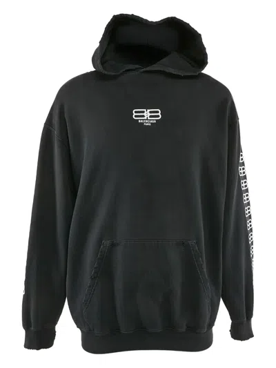 Pre-owned Balenciaga Logo-print Hoodie In Black