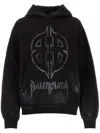 Balenciaga Metal Bb Cotton Fleece Hoodie In Black