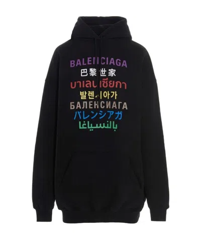 Balenciaga Logo-print Hoodie In Black