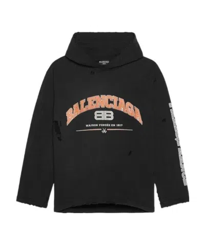 Balenciaga Logo-print Hoodie In Black