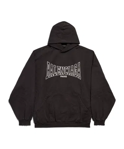 Balenciaga Logo-print Hoodie In Washedblack