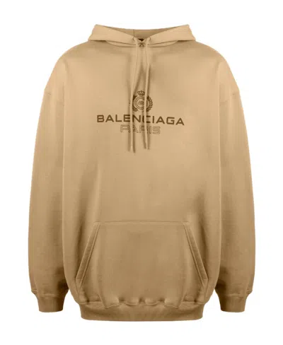 Balenciaga Logo-print Hoodie In Nude