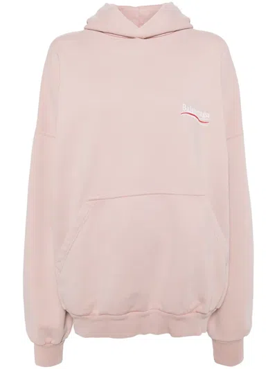 Balenciaga Logo-print Hoodie In Pink