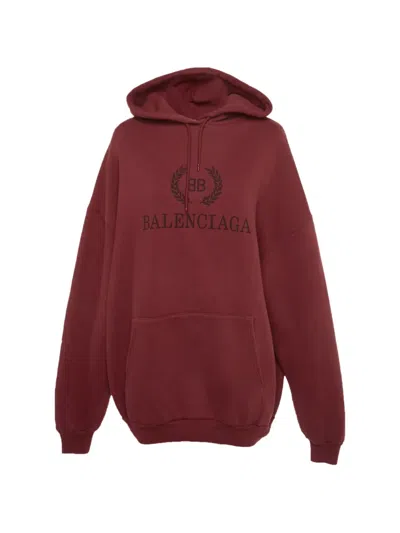 Pre-owned Balenciaga Logo-print Hoodie In Red