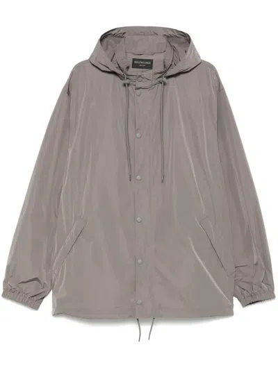 Balenciaga Logo-print Jacket In Grey