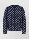 Balenciaga All-over Logo Crewneck Sweater In Blue