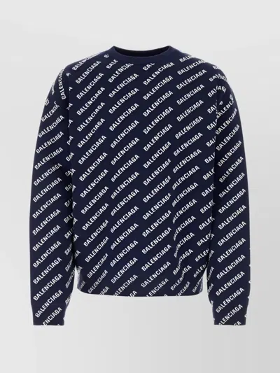 BALENCIAGA LOGO-PRINT KNIT SWEATER