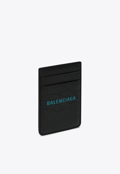 Balenciaga Logo Print Leather Cardholder